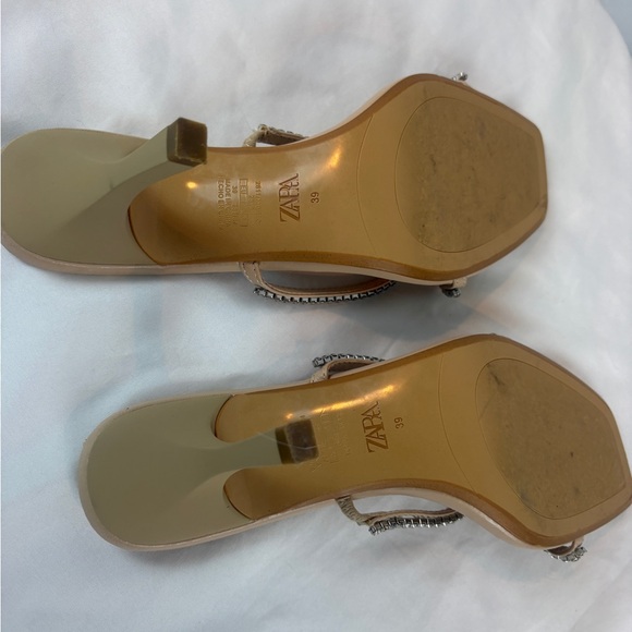 Zara Nude 3” Heels with Rhinestone Straps 39‎ Women’s 8 - Picture 11 of 11